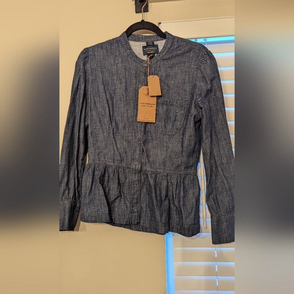Lucky Brand Blue Denim Button-Up Blouse
